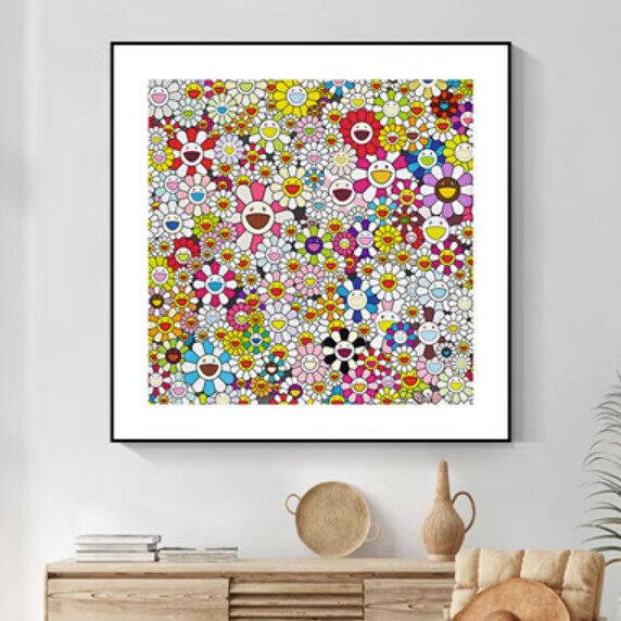 熱推裝潢掛畫【A款-(亮麗水晶膜-黑邊)】【40*40CM】【25mm厚板】 