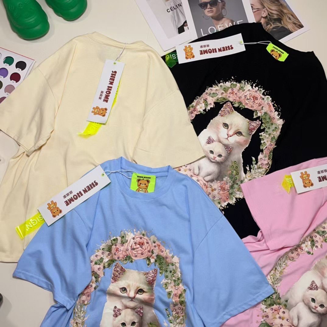 水鑽點綴花圈貓貓萌萌奶貓-四色