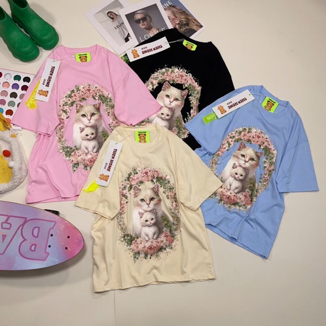 水鑽點綴花圈貓貓萌萌奶貓-四色