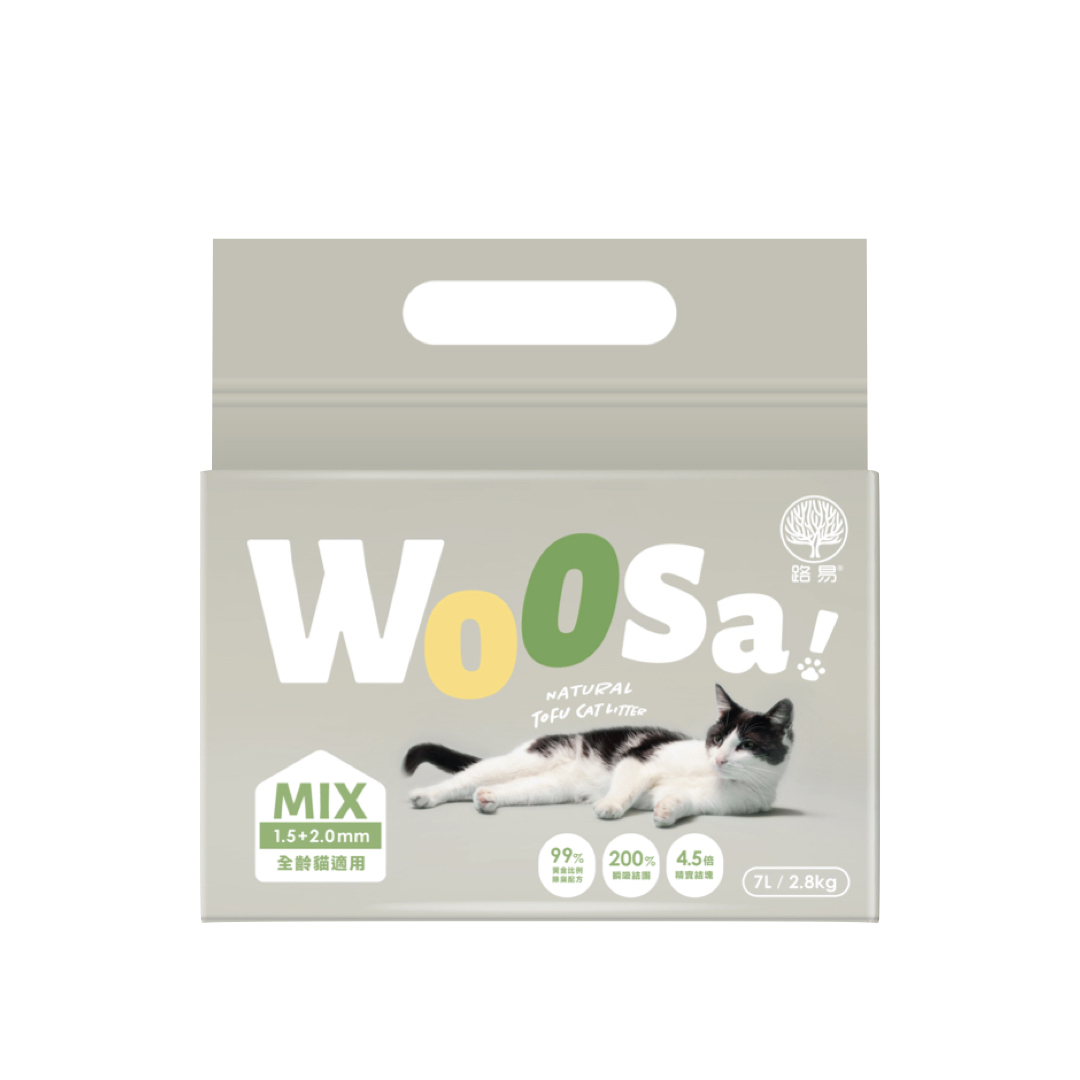 【新手體驗】Ｗoosa混合豆腐砂(2入)【活性碳1.5X2.0混合mm豆腐貓砂】