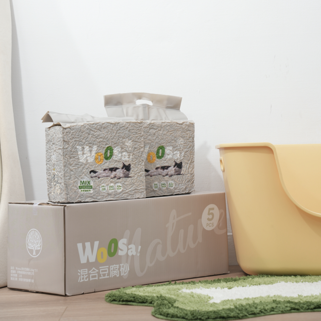 【新手體驗】Ｗoosa混合豆腐砂(2入)【活性碳1.5X2.0混合mm豆腐貓砂】