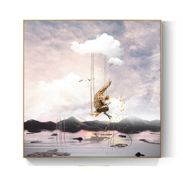 Popular decoration hanging picture [M type-(bright crystal film-black border)] [40*40CM] [25mm thick plate]