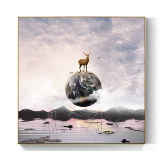 Popular decoration hanging picture [L type-(bright crystal film-black border)] [70*70CM] [25mm thick plate]