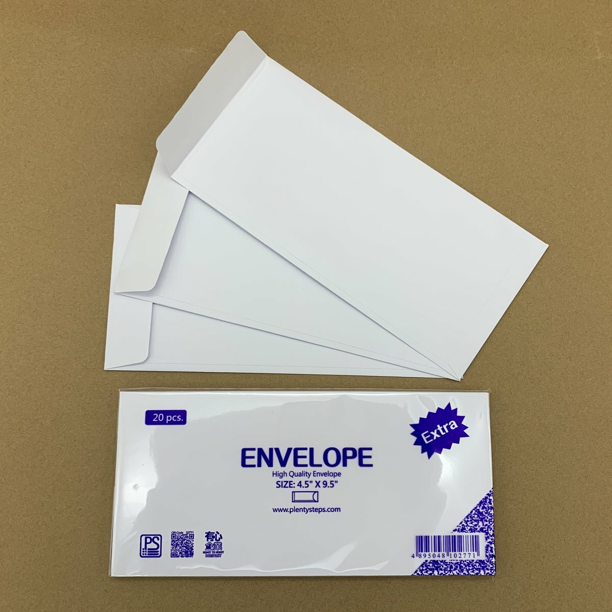4.5 x 9.5 純白加大企口信封/收納袋 200個 - 10包