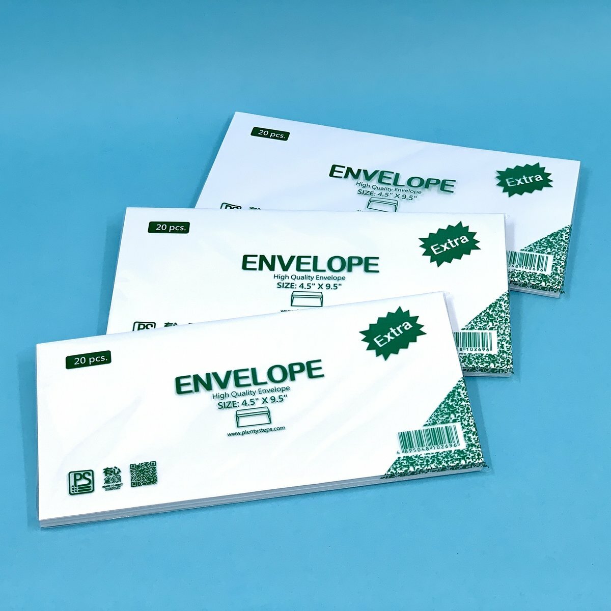 4.5 X 9.5 純白加大橫口信封/收納袋, 20個裝《新包裝》- 1包