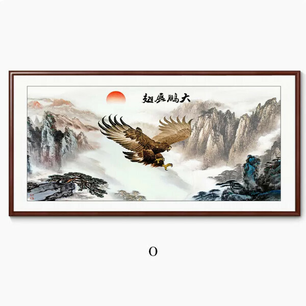 Hot selling office background decoration hanging picture [O type] size [framed size 240*120cm] frame type [boxwood walnut color frame]