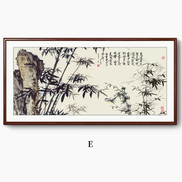 Hot Selling Bamboo Newspaper Chinese Style Living Room Decorative Painting [E Style] Size [Framed Size 160*80cm] Frame Type [Boxwood Walnut Color Frame]