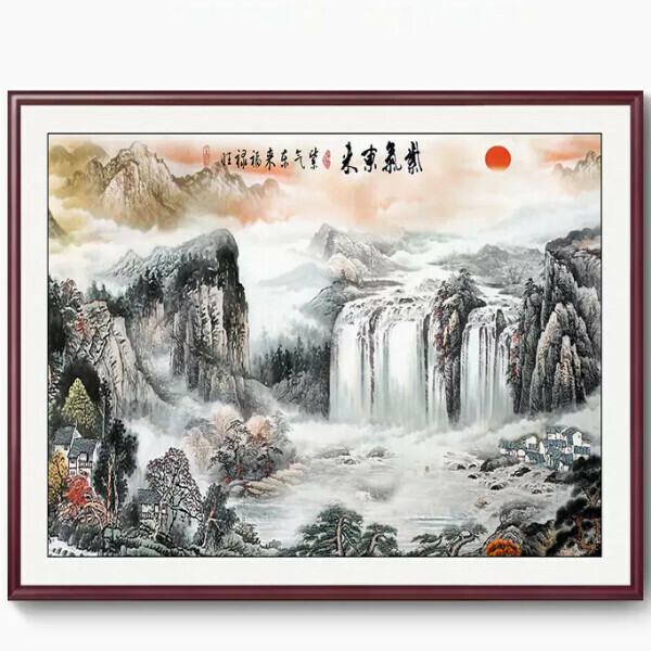 Hot selling landscape painting office decoration painting [K type] size [framed length 80*height 60cm] frame type [mahogany color frame]