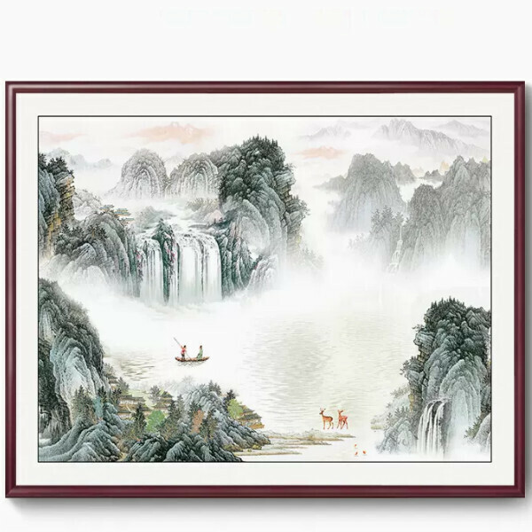 Hot selling landscape painting office decoration painting [H type] size [framed length 80*height 60cm] frame type [mahogany color frame]