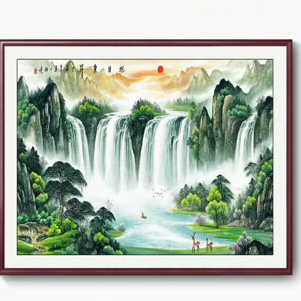 Hot selling landscape painting office decoration painting [Type B] size [framed length 90*height 70cm] frame type [mahogany color frame]