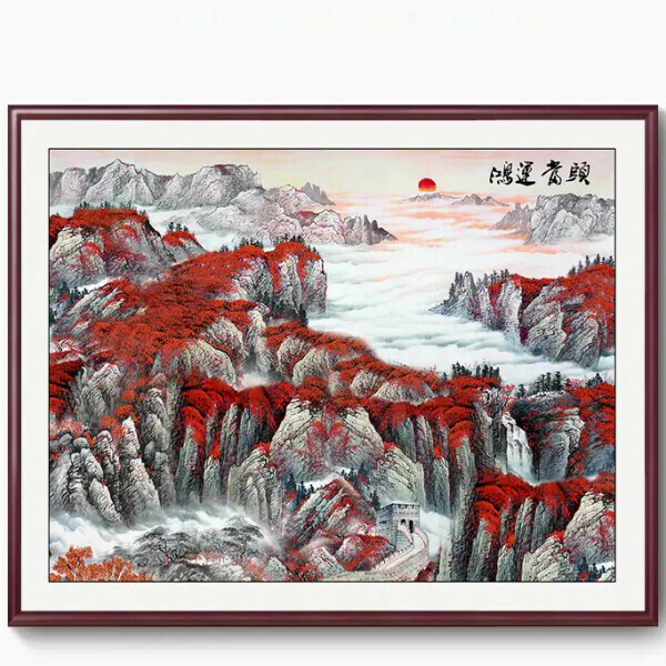 Hot selling landscape painting office decoration painting [M type] size [framed length 100*height 80cm] frame type [mahogany color frame]