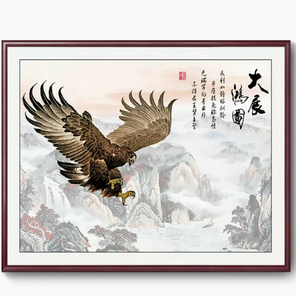 Hot selling landscape painting office decoration painting [E type] size [framed length 120*height 100cm] frame type [mahogany color frame]