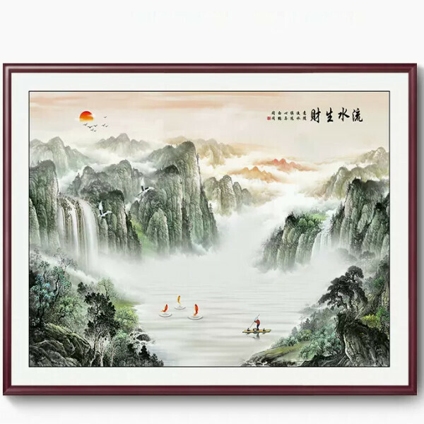 Hot selling landscape painting office decoration painting [G type] size [framed length 120*height 100cm] frame type [mahogany color frame]