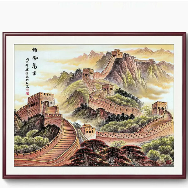 Hot selling landscape painting office decoration painting [L style] size [framed length 200*height 120cm] frame type [mahogany color frame]