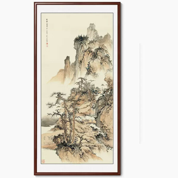 Popular entrance decoration hanging picture [Type B] Size [Framed size 50*100cm] Frame type [Boxwood walnut color frame]