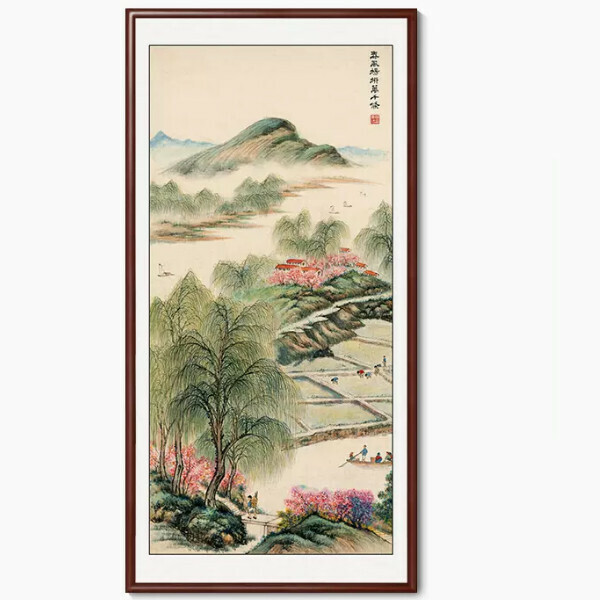 Popular entrance decoration hanging picture [G type] size [framed size 50*100cm] frame type [boxwood walnut color frame]