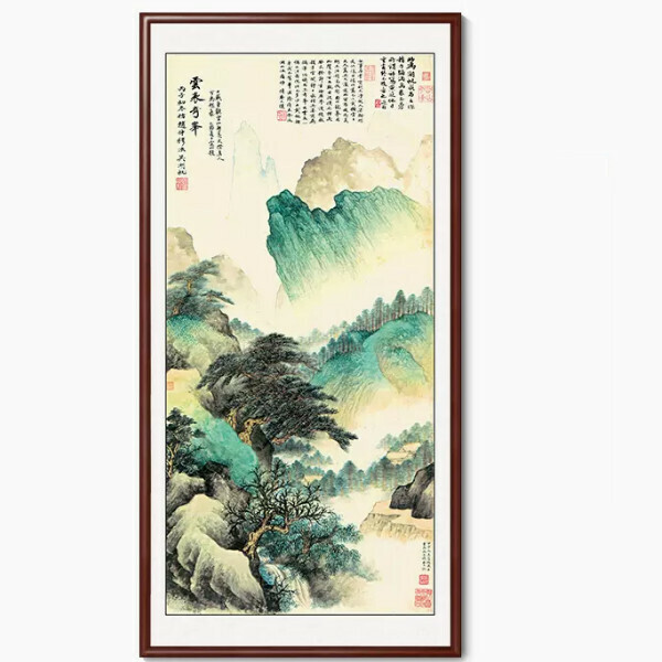 Popular entrance decoration hanging picture [E type] size [framed size 50*100cm] frame type [boxwood walnut color frame]