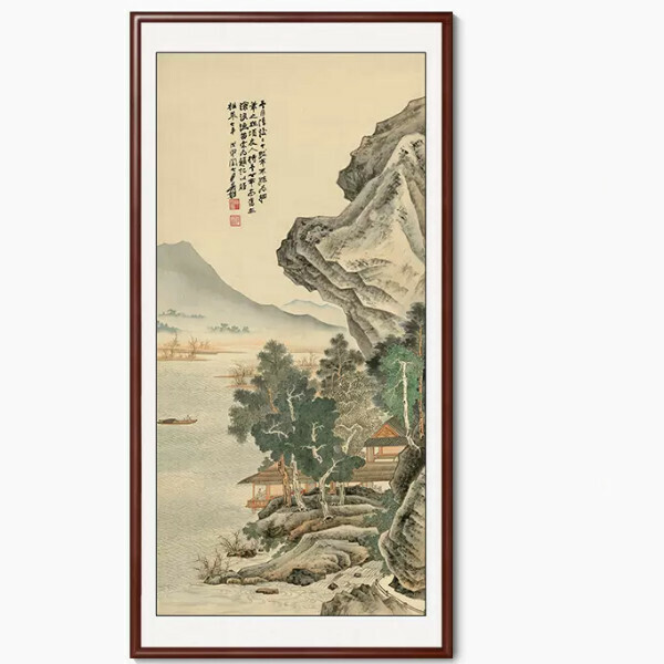 Popular entrance decoration hanging picture [L type] size [framed size 50*100cm] frame type [boxwood walnut color frame]