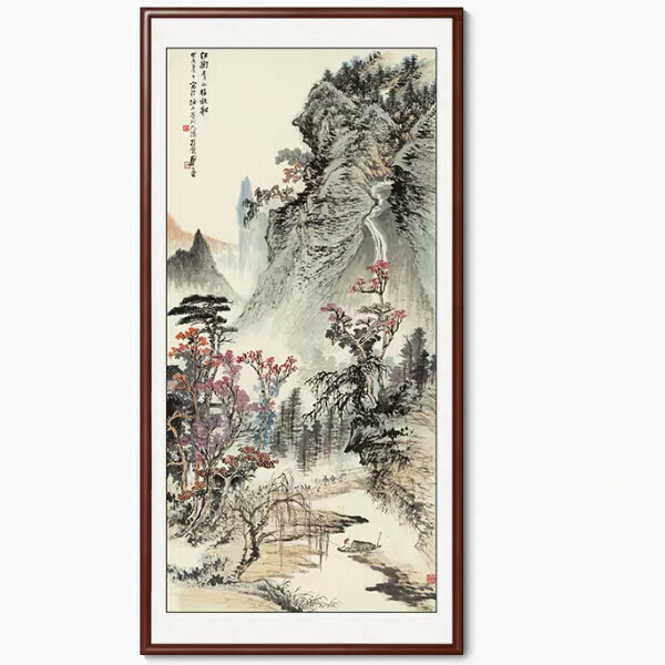 Popular entrance decoration hanging picture [T type] size [framed size 50*100cm] frame type [boxwood walnut color frame]
