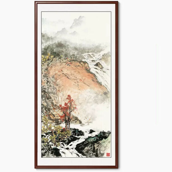 Popular entrance decoration hanging picture [Q style] size [framed size 50*100cm] frame type [boxwood walnut color frame]
