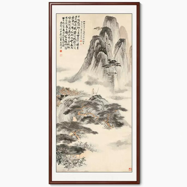 Popular entrance decoration hanging picture [X style] size [framed size 50*100cm] frame type [boxwood walnut color frame]