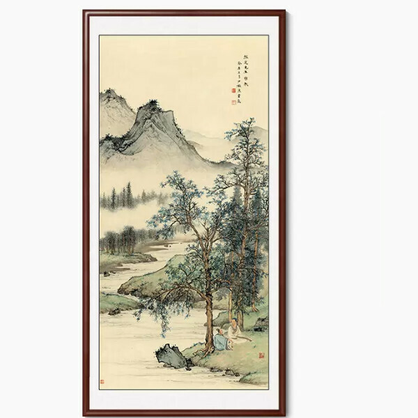 Popular entrance decoration hanging picture [C style] size [framed size 70*140cm] frame type [boxwood walnut color frame]