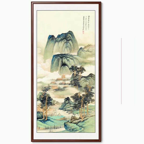 Popular entrance decoration hanging picture [H type] Size [Framed size 80*160cm] Frame type [Boxwood walnut color frame]