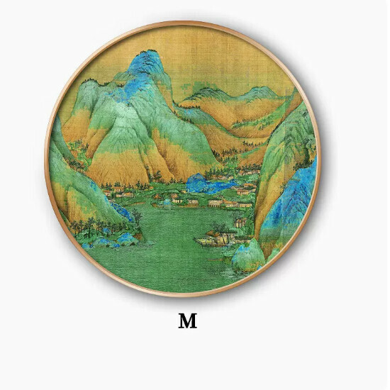 爆款玄關裝飾畫【M款】尺寸【直徑60*60cm】外框類型【鋁合金金色外框】