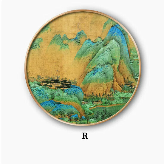 爆款玄關裝飾畫【R款】尺寸【直徑60*60cm】外框類型【鋁合金金色外框】