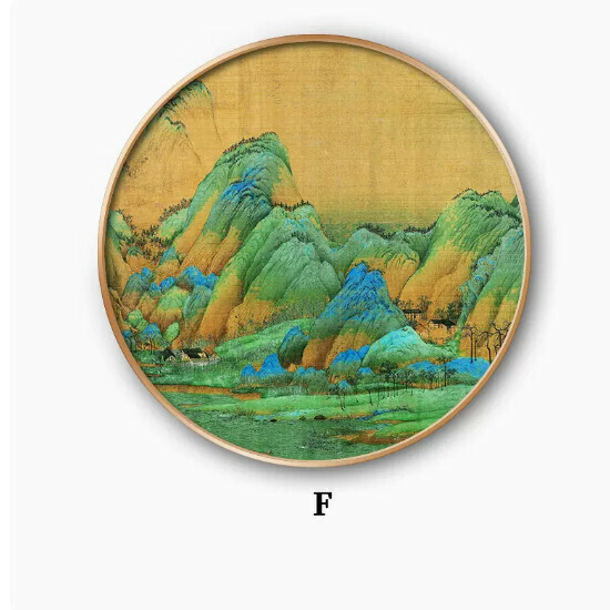 爆款玄關裝飾畫【F款】尺寸【直徑70*70cm】外框類型【鋁合金金色外框】
