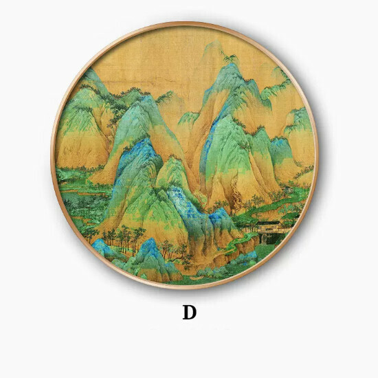 爆款玄關裝飾畫【D款】尺寸【直徑70*70cm】外框類型【鋁合金金色外框】