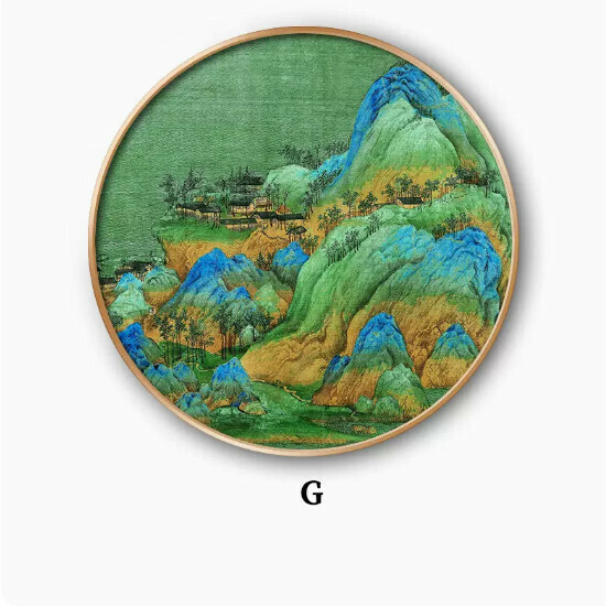 爆款玄關裝飾畫【G款】尺寸【直徑70*70cm】外框類型【鋁合金金色外框】