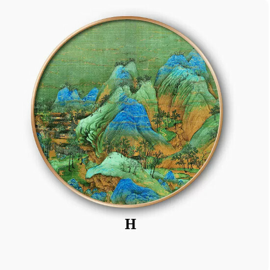 爆款玄關裝飾畫【H款】尺寸【直徑70*70cm】外框類型【鋁合金金色外框】