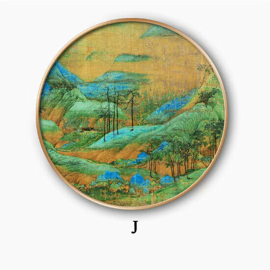 爆款玄關裝飾畫【J款】尺寸【直徑70*70cm】外框類型【鋁合金金色外框】