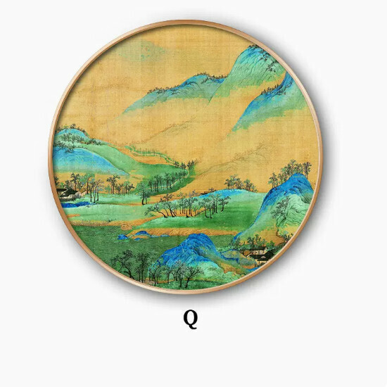 爆款玄關裝飾畫【Q款】尺寸【直徑70*70cm】外框類型【鋁合金金色外框】