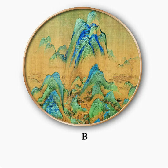 爆款玄關裝飾畫【B款】尺寸【直徑80*80cm】外框類型【鋁合金金色外框】