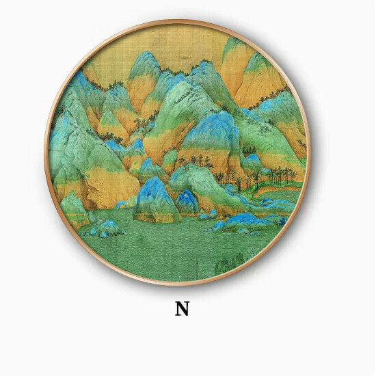 爆款玄關裝飾畫【N款】尺寸【直徑70*70cm】外框類型【鋁合金金色外框】