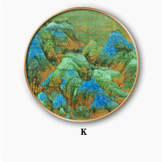 爆款玄關裝飾畫【K款】尺寸【直徑70*70cm】外框類型【鋁合金金色外框】