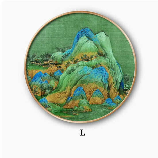 爆款玄關裝飾畫【L款】尺寸【直徑70*70cm】外框類型【鋁合金金色外框】