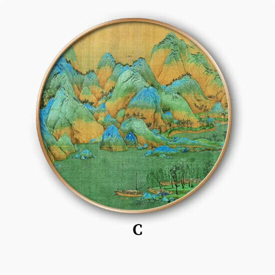爆款玄關裝飾畫【C款】尺寸【直徑80*80cm】外框類型【鋁合金金色外框】