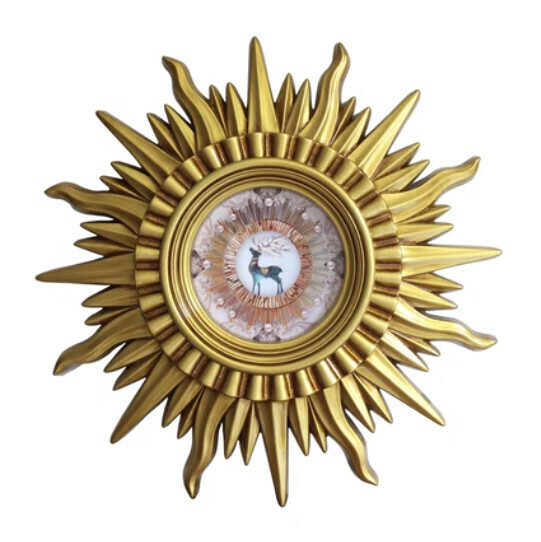 Popular entrance mirror wall hanging sofa wall mirror (antique gold + crystal porcelain (size: 71*71cm)