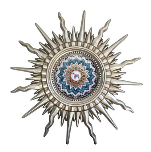 Popular entrance mirror wall hanging sofa wall mirror (antique silver + crystal porcelain painting (size: 80*80cm)
