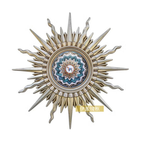 Hot style entrance mirror wall hanging sofa wall mirror (antique silver + crystal porcelain painting (size: 98*98cm)