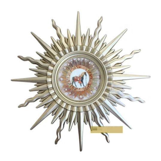 Popular entrance mirror wall hanging sofa wall mirror (champagne color + crystal porcelain painting (size: 98*98cm)