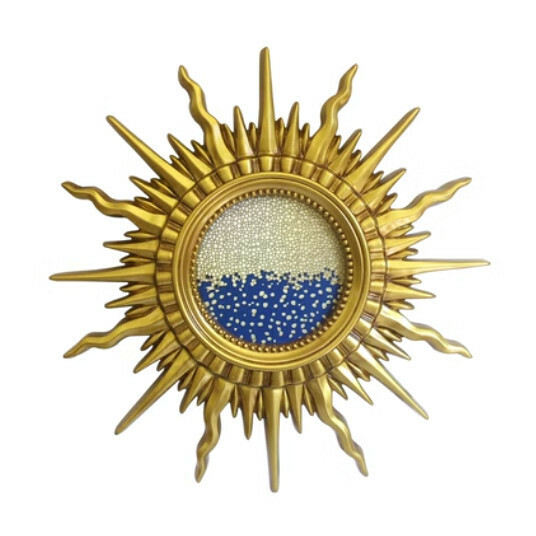 Popular entrance mirror wall hanging sofa wall mirror (antique gold + crystal porcelain painting (size: 80*80cm)