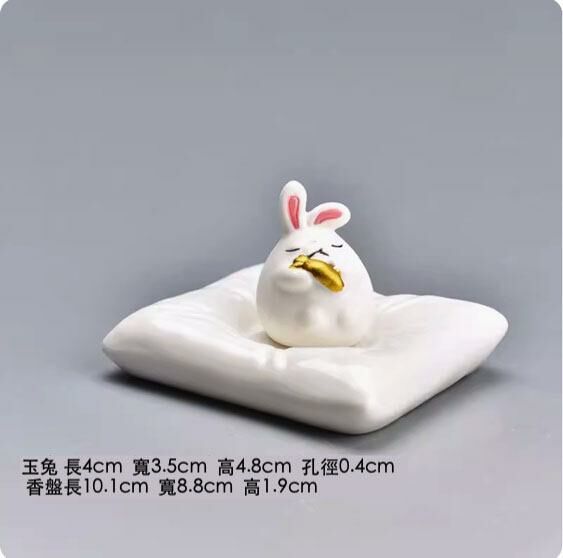 爆款禪意香熏爐創意擺件(玉兔獻瑞香插)