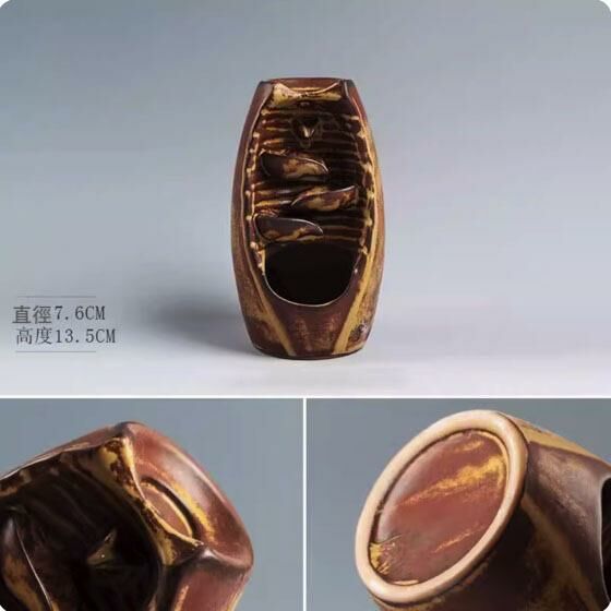 熱推禪意香熏爐創意擺件(小號棕沙黃倒流香)