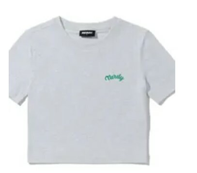 [S] NERDY W'S CURSIVE LOGO CROPPED S/S T-SHIRT,MELANGE WHITE, PNES23KG0946 (SN445)