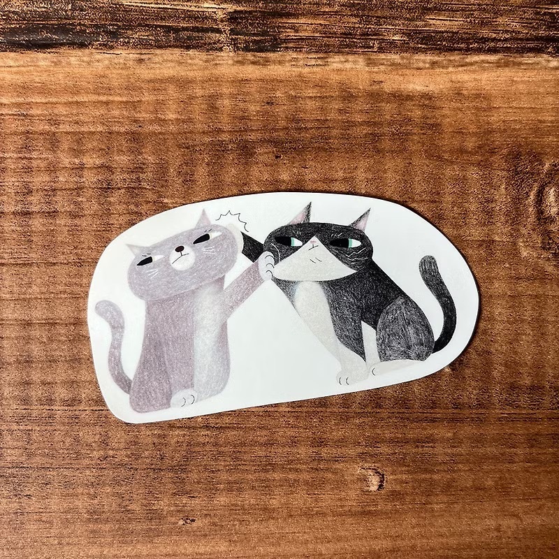 鳥控 bird cone｜單張貼紙｜貓咪打架