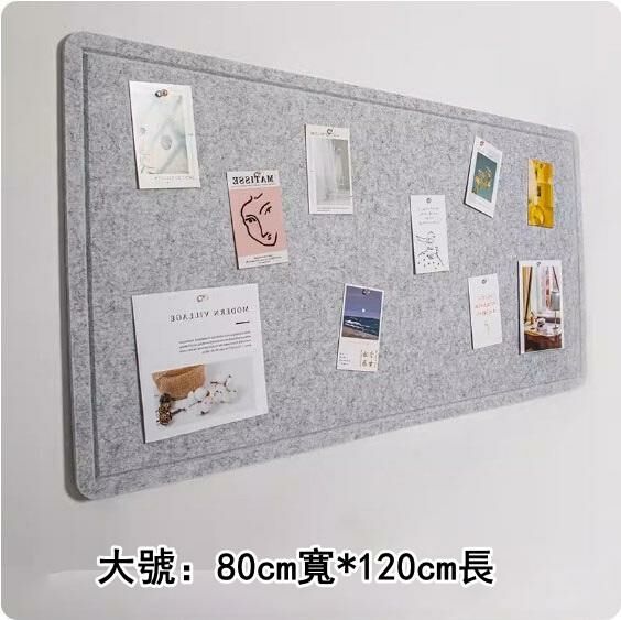 New (80*120CM) Nordic style display cork board self-adhesive bulletin board felt board wall sticker (white gray large)